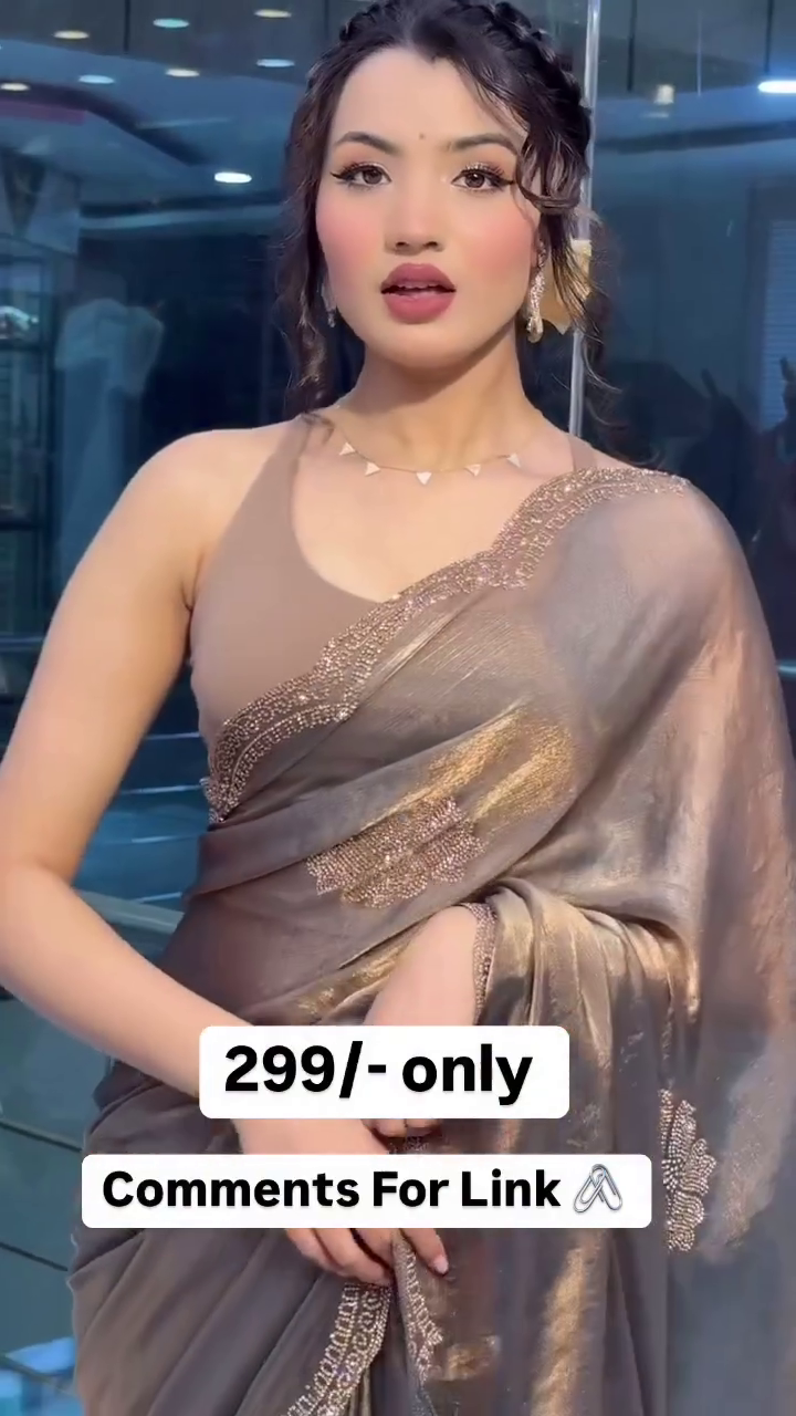 Two-tone Grey Golden Diamond Suneri Saree - Image 2