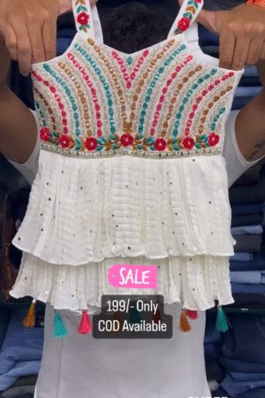 White Color Embroidered Plazzo Suit For Kids On Sale