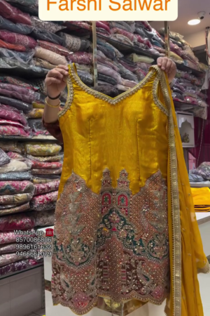 Yellow Blue Pink Haldi Mehendi Shrug Dress