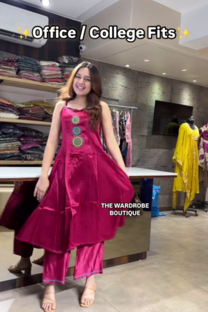 Casual Mirror-Work Kurta and Pant Set – Simple Office & College Wear