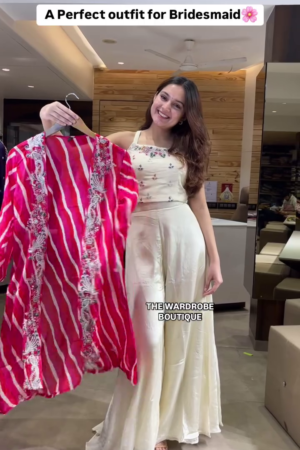 Elegant 3-Piece Crop Top and Sharara Set – Perfect Festive & Bridesmaid Wear