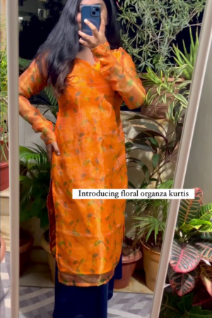 Women's Kurta Pant Set with Embroidered Organza Dupatta