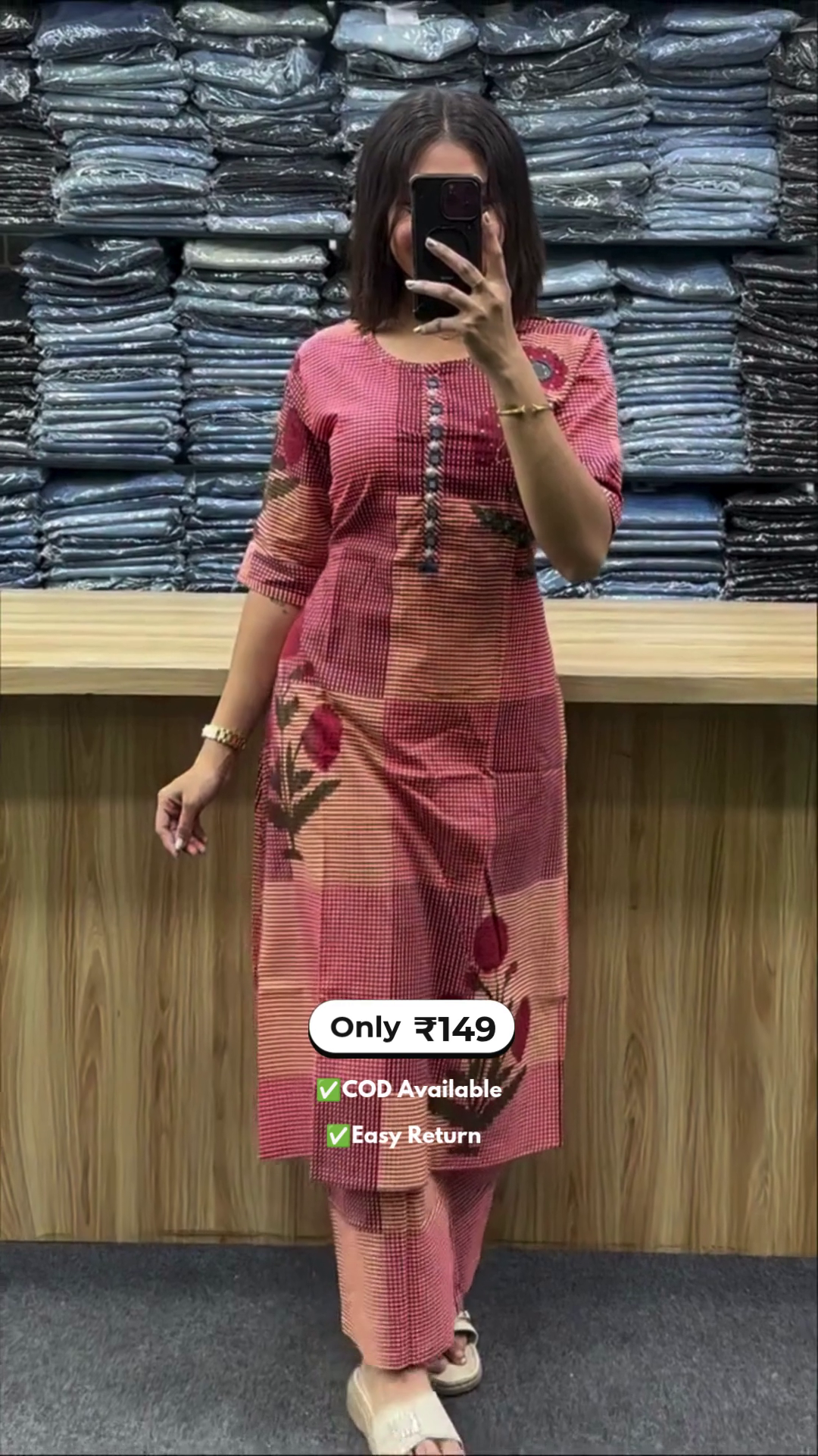 Women's Long Round Kurti with Palazzo Set