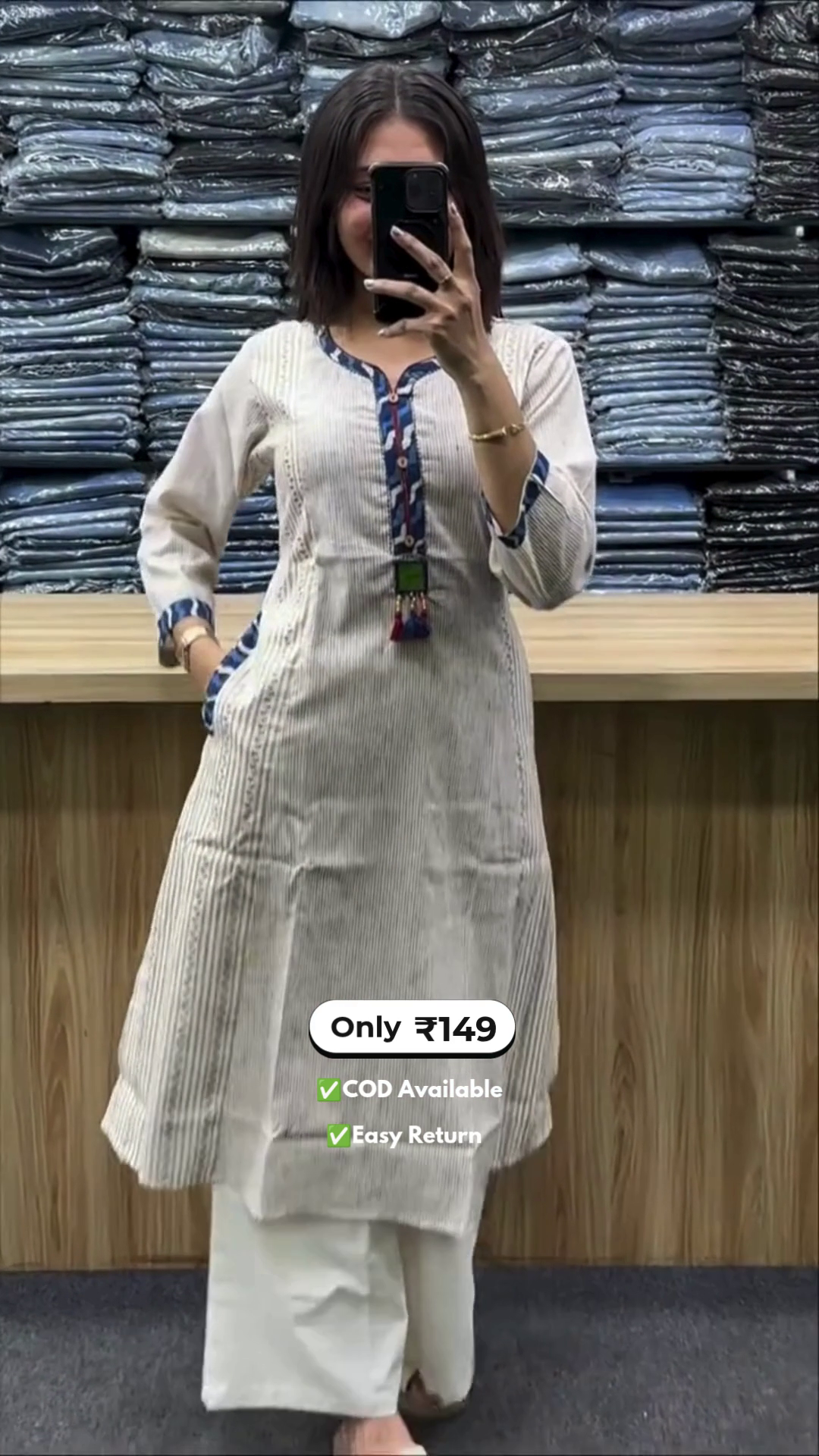 Women's Long Round Kurti with Palazzo Set - Image 2
