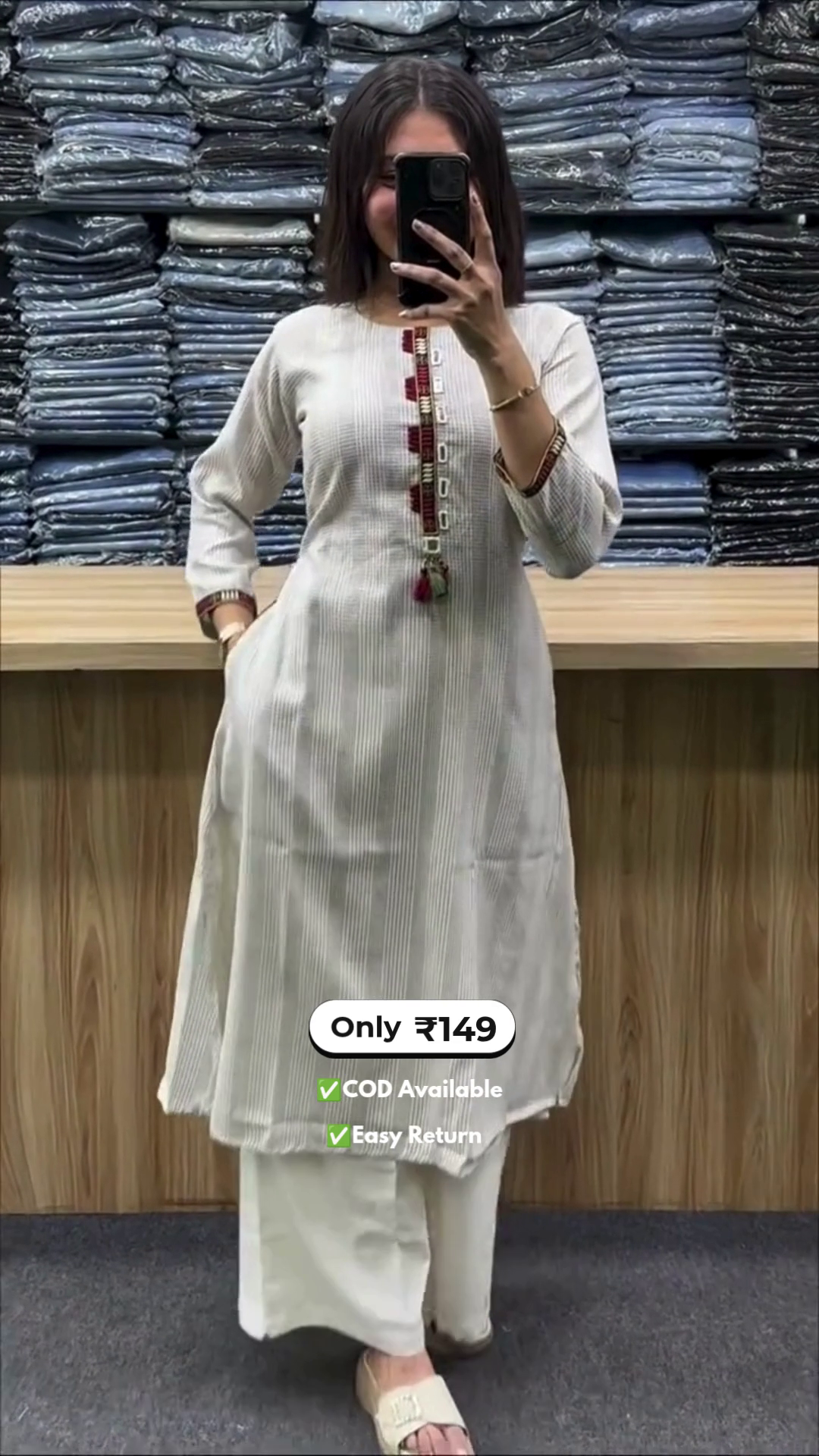 Women's Long Round Kurti with Palazzo Set - Image 4