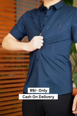 Men Blue Regular Fit Solid Half Sleeves Formal Shirt